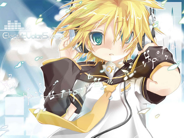 鏡音レン ヘッドホンで音楽聴いてるイラスト壁紙 ボカロ画像