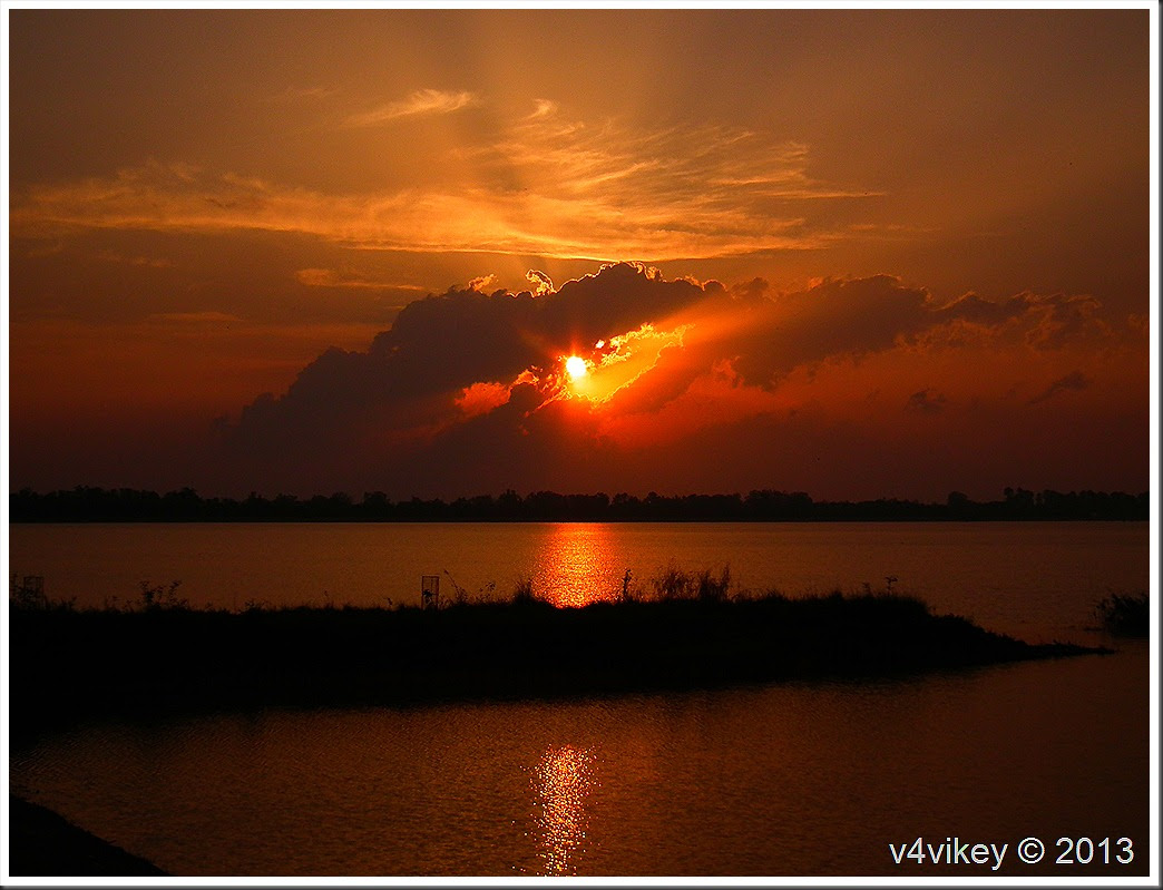 Beautiful Sunset and Clouds at lake