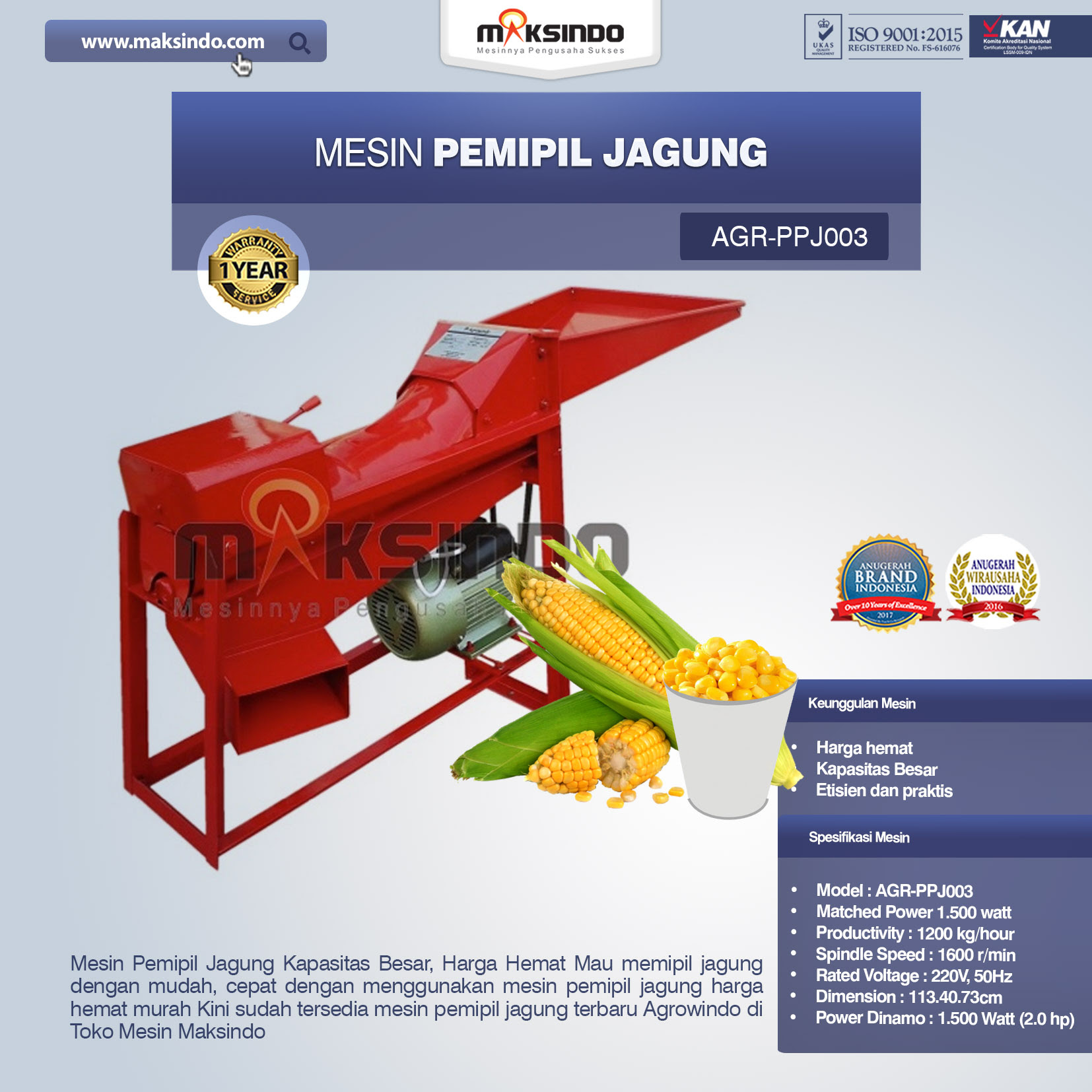Mesin Pemipil Jagung PPJ003 Agrowindo Agrowindo Mesin Pemipil Jagung PPJ003 Agrowindo Agrowindo