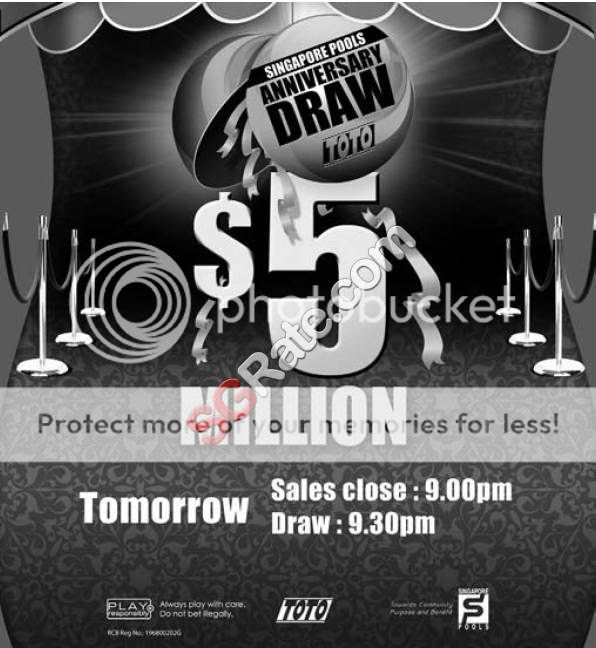 Singapore Pools Anniversary Draw - 5 Million TOTO - Promotion ...