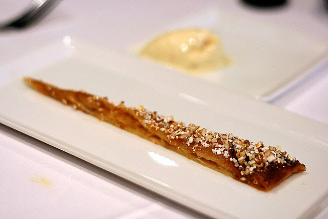 Fine apple tart a la dragees, rum & raisin ice-cream