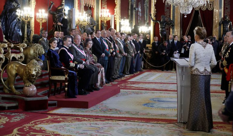 María Dolores de Cospedal durante su discurso en la Pascua Militar, celebrada en el Palacio Real.