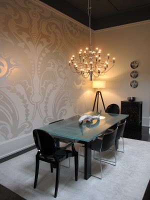 Dining Room on Metallic Wallpaper   Contemporary   Dining Room