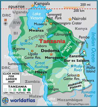  Africa Rivers on Map Of Tanzania   African Maps  Africa Maps Tanzania Map Information
