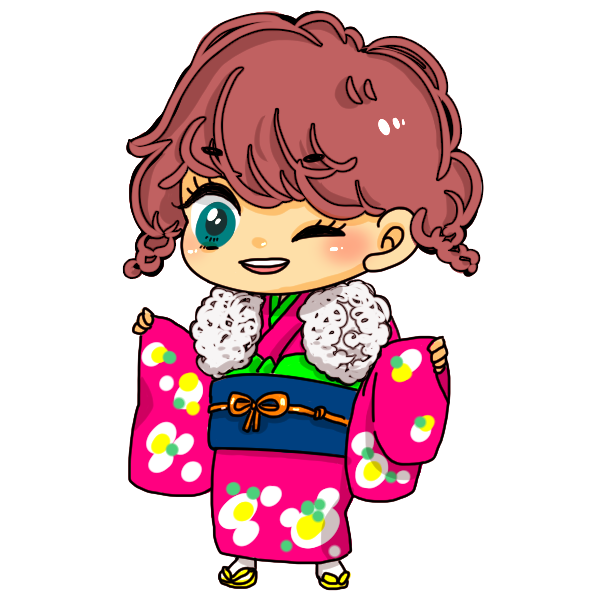 ピンクの着物を着た女の子のイラスト かわいいフリー素材が無料のイラストレイン