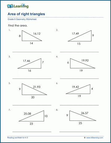 6th Grade Math Worksheets For Area Of A Right Triangle. 6th. Best Free Printable Worksheets