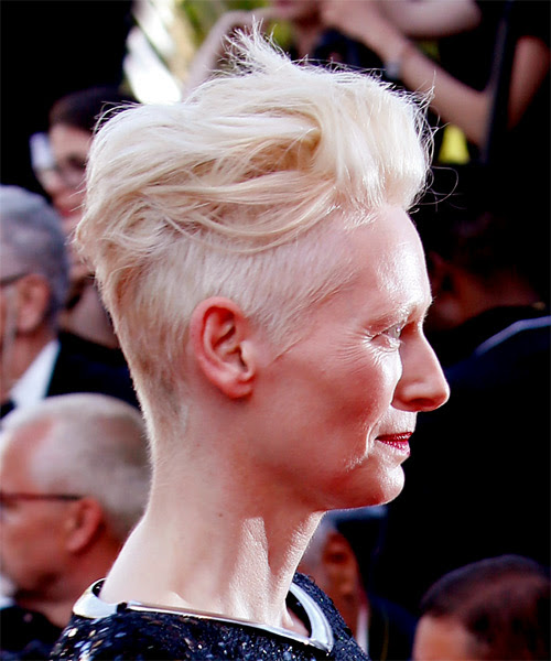 Tilda Swinton Short Wavy Casual Mohawk Hairstyle - Light 
