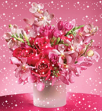 Bouquet Fleurs Roses Scintillantes
