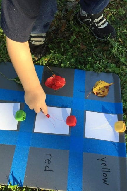 Make a beautiful Fall leaf toddler color chart to teach color recognition.