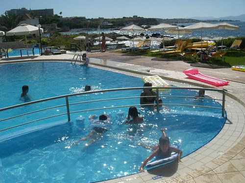 twisting by the pool