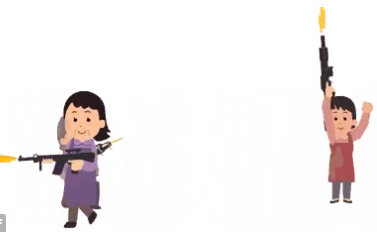 いらすとやの エアガンで猿と戦う主婦のイラスト を動かしてみた Gif動画 まとめッター