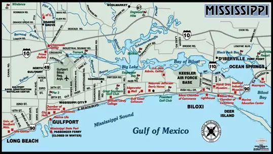 Map Biloxi Mississippi Gulf Coast