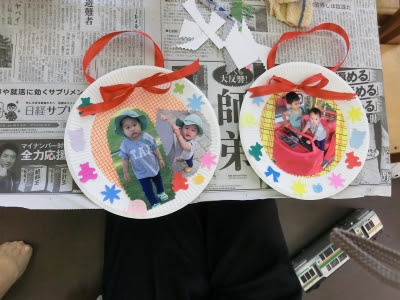 紙皿でフォトフレーム リラックス館 小ばと幼稚園ブログ