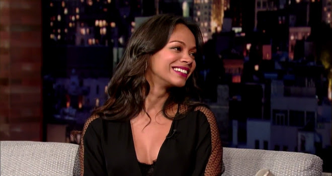 Zoe Saldana, Guardians of the Galaxy, Letterman, The Late Show, Green Makeup