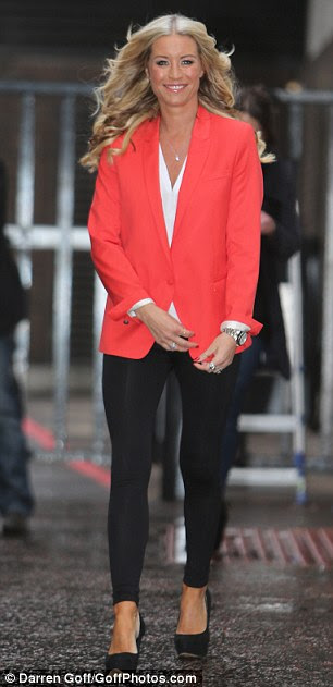 Bright and early: Denise Van Outen outside the Daybreak studios on Friday morning and spoke to Kate Garraway about her solo holidays 