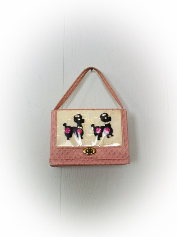 Vintage Pink Plastic Poodle Purse