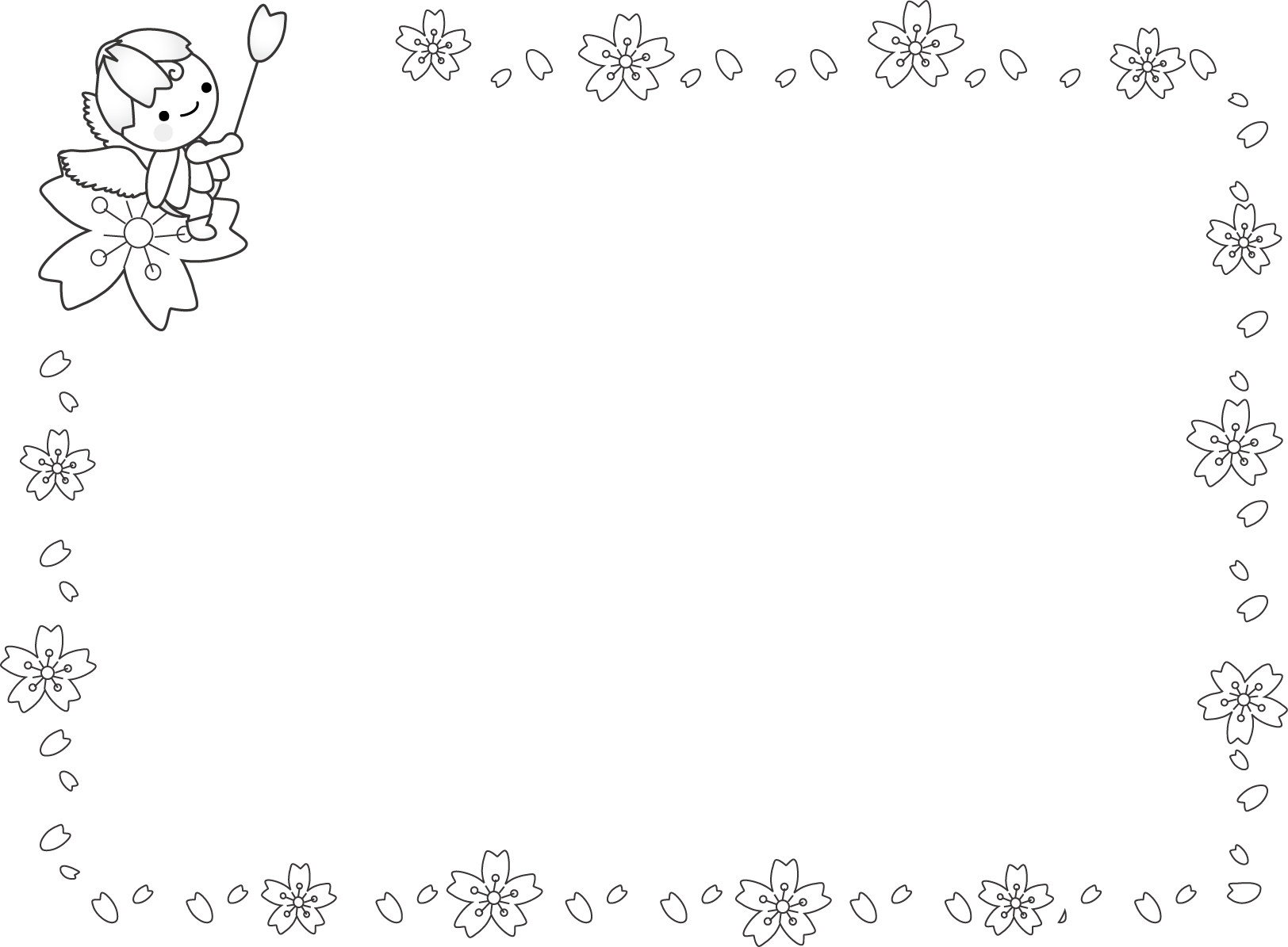 飾り枠 ライン 無料イラスト素材 桜