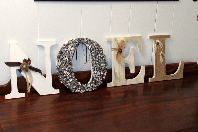 Noel letters, Noel sign, Mantel decor, Holidays decor, Wooden letters, Rustic Holidays decor, Shabby chic Holiday decor, Home decor