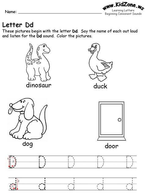  beginning consonant sound worksheets letter d worksheet preschool