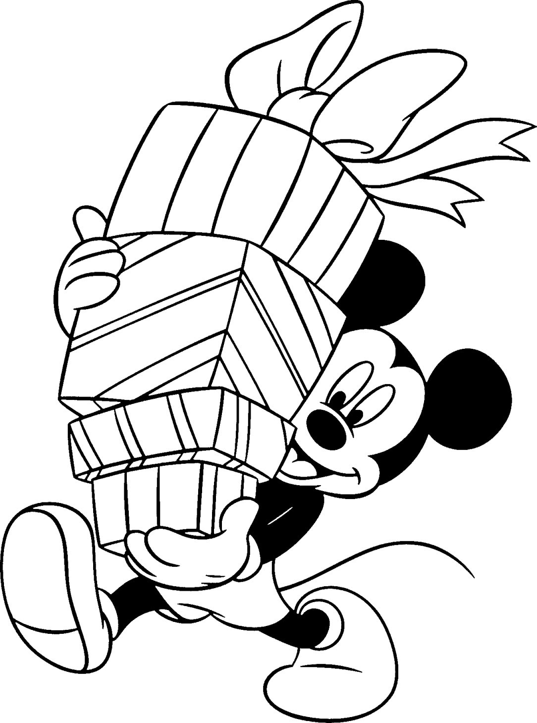 disney christmas coloring pages mickey mouse holding ts
