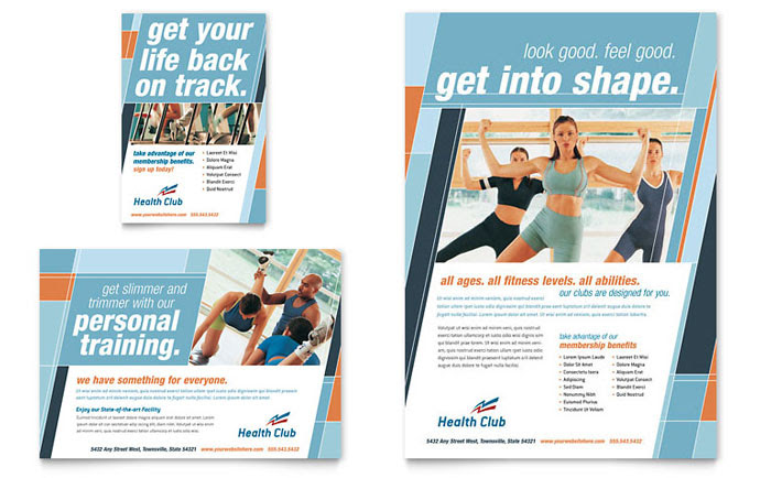 free video download workout dance & & Flyer Template Health Design Fitness Gym Ad