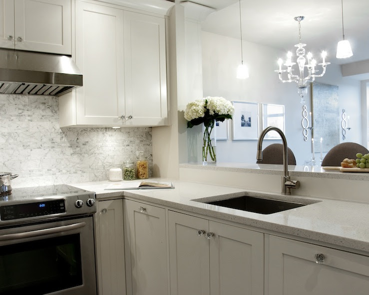 White Granite Countertops - Transitional - kitchen - Deslaurier 