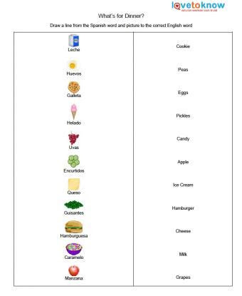  free spanish worksheets for kindergarten lovetoknow