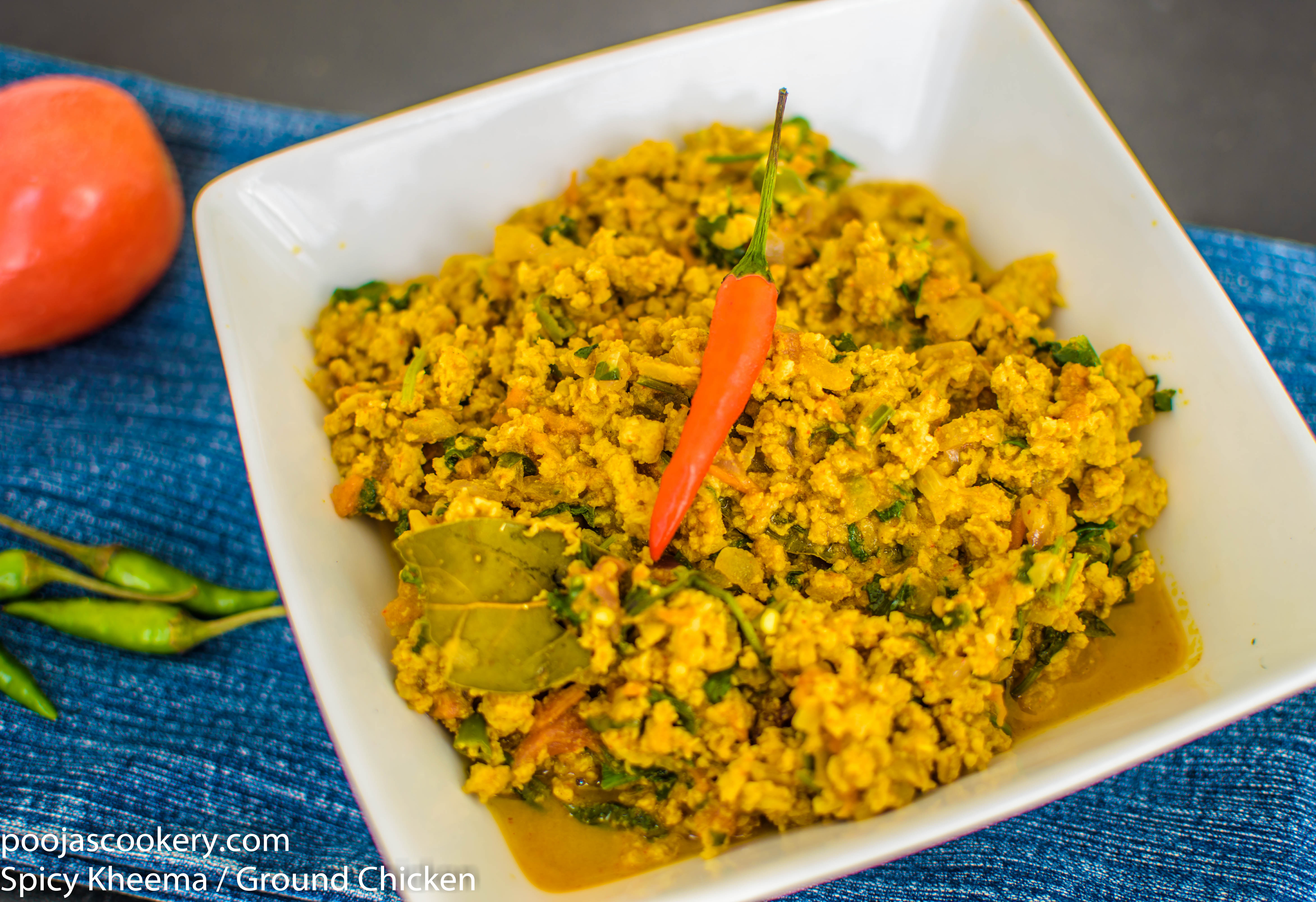Spicy Kheema / Hot Ground Chicken Recipe - Pooja's Cookery