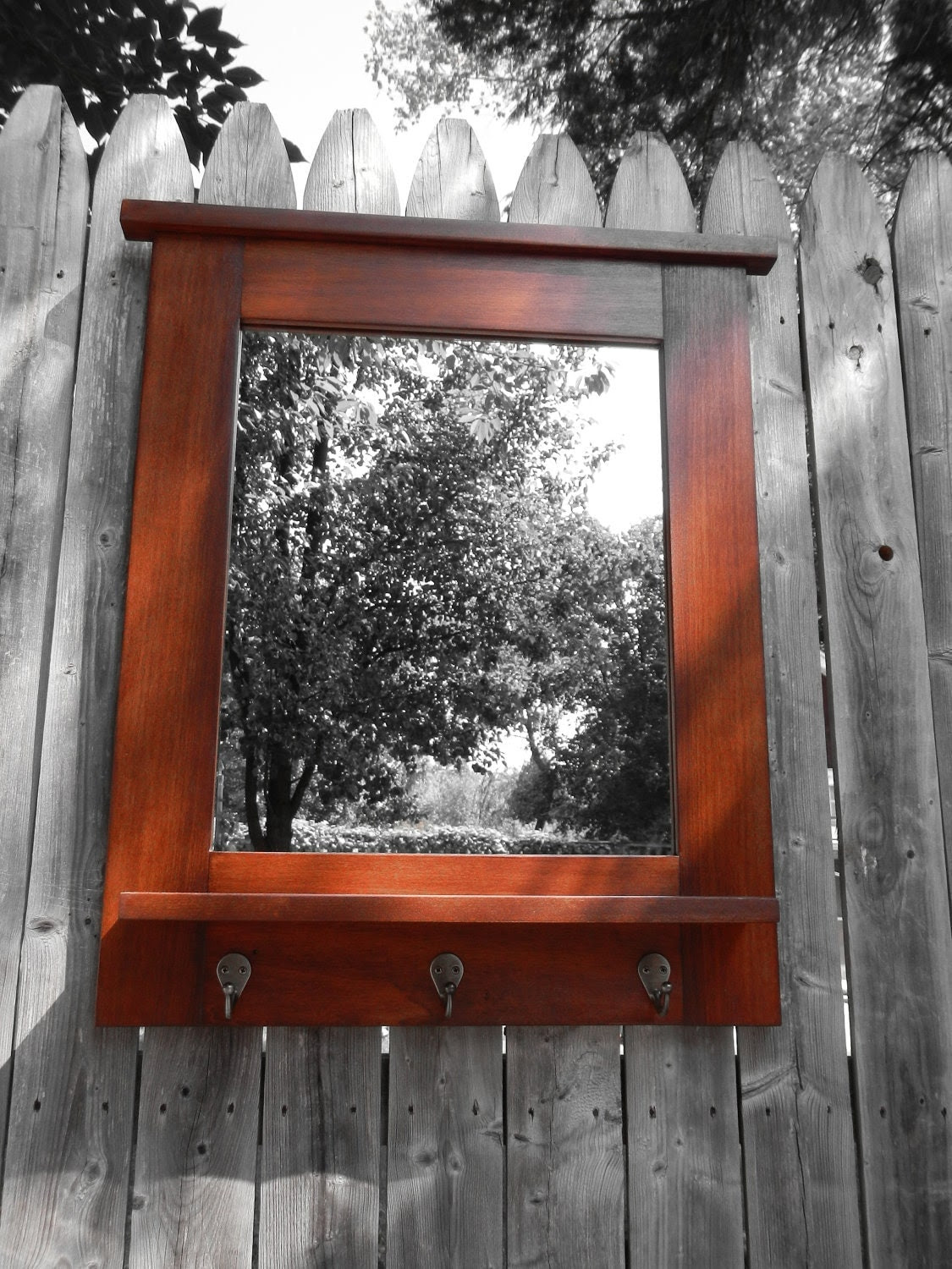 Large entry mirror with shelf and 3 brass by neilsonwoodworks