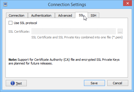 SSL tab