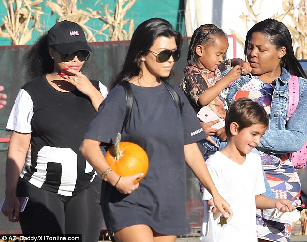 Mommy and me: Kourtney brought son Mason, six, as Blac brought her son King Cairo, who will turn four on Sunday