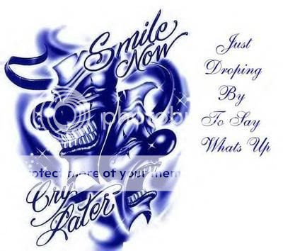 smile+now+cry+later crip+tattoo.
