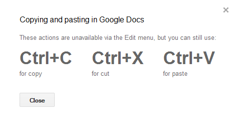 keyboard shortcuts for copy and paste
