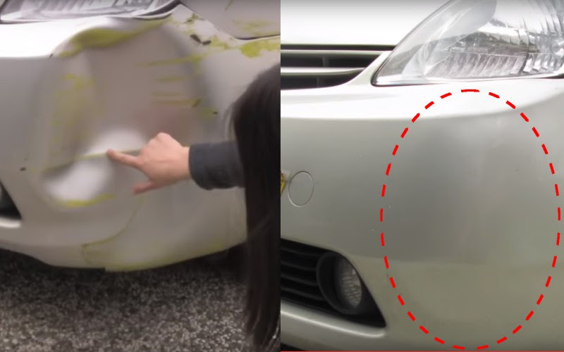 裏ワザ ベッコリ凹んだバンパーをこんな方法でここまで修復できるの 車の大辞典cacaca