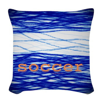 Sports Blue Soccer Woven Throw Pillow
