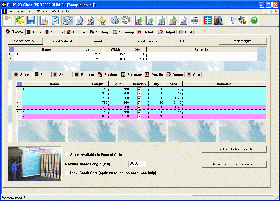 Sheet Glass Optimization Software Plus 2d Glass