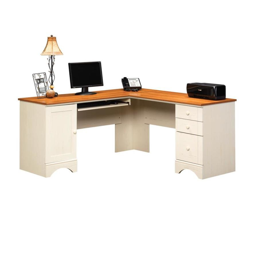 Shop Sauder Harbor View Antiqued White L-Shaped Desk at 