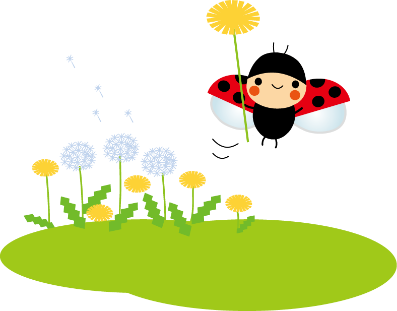 たんぽぽとてんとう虫のイラスト 無料イラスト フリー素材