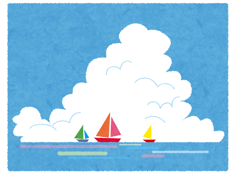 海とヨットのイラスト 無料で使えるフリーな らくがき素材