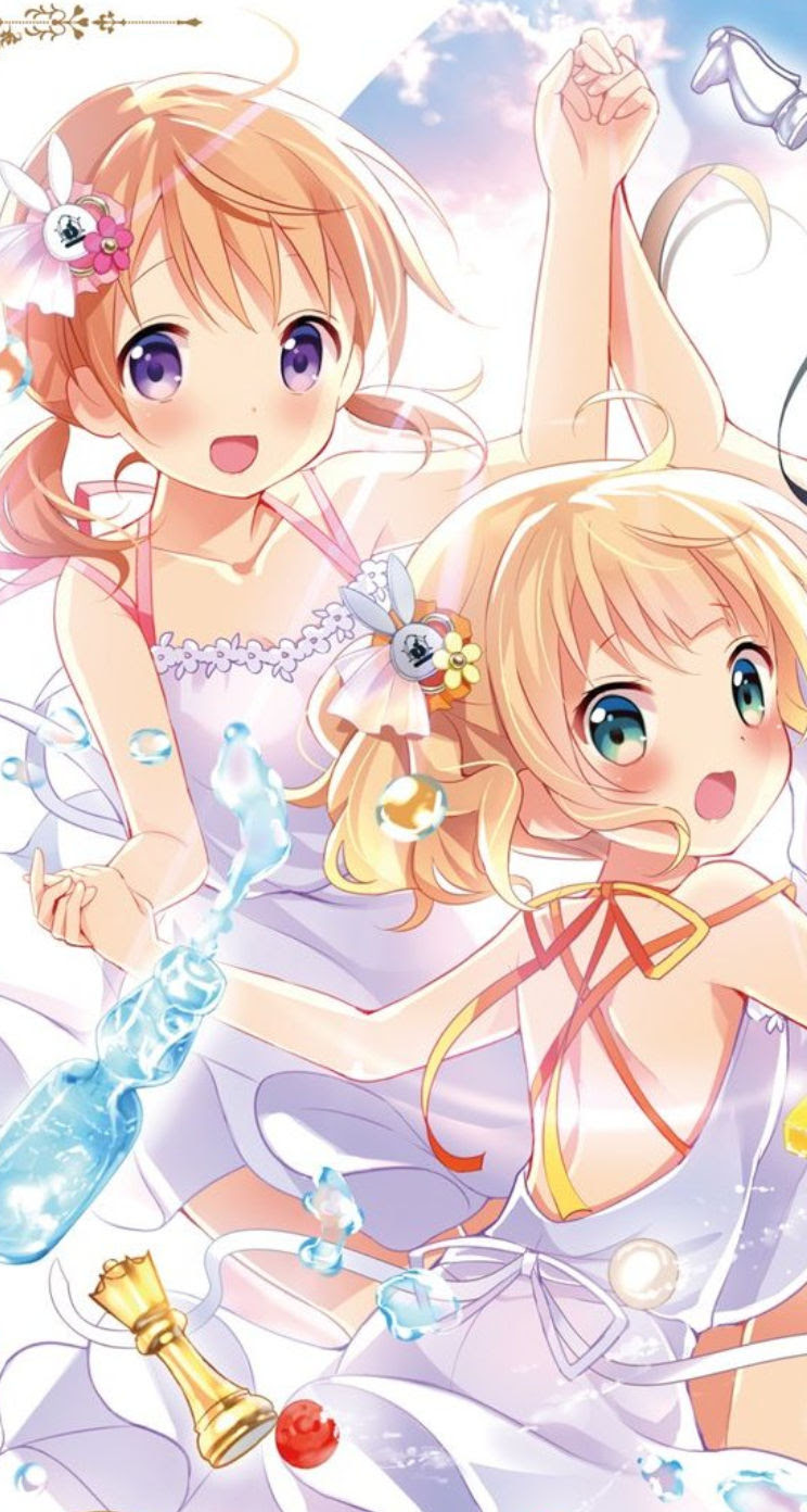 ご注文はうさぎですか Iphone壁紙 46 ココア シャロ Iphone5壁紙 744 1392 Ios7 他 アニメ壁紙ネット Pc Android Iphone壁紙 画像