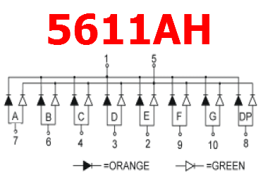 display transistor 7 segment Segments, 7 LED 5611AH Display Digit Datasheet display transistor 7 segment Segments, 7 LED 5611AH Display Digit Datasheet
