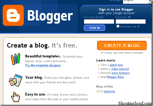 How To Create A Free Blogspot
