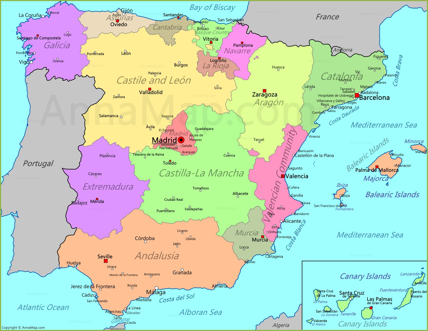 Carte Espagne | Carte du monde