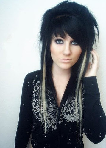 black and blonde hair scene. lack-blond scene hair