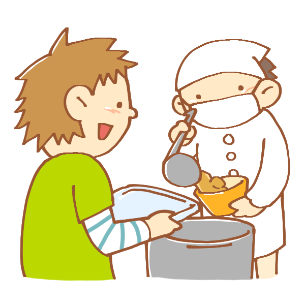 給食を配る男の子のイラスト かわいいフリー素材が無料のイラストレイン