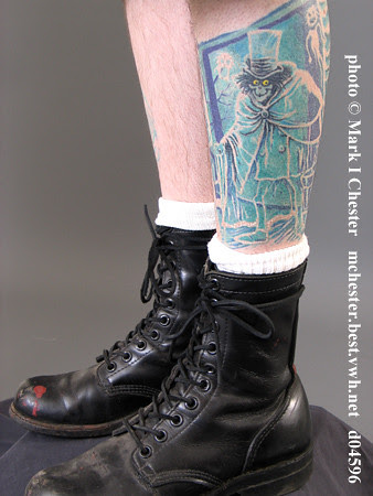 My Hatbox Ghost tattoo. Tattoo by Martin Roberson of Lucky Stars Tattoo, 