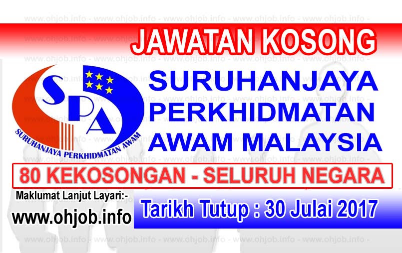 Jawatan Kerja Kosong Suruhanjaya Perkhidmatan Awam Malaysia - SPA logo www.ohjob.info julai 2017