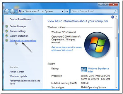 System window Windows 7 আপনার কম্পিউটার হার্ডডিক্সকে ব্যবহার করুন ভার্চূয়াল র‍্যাম হিসেবে |উইন্ডোজ ৭ ও এক্সপি