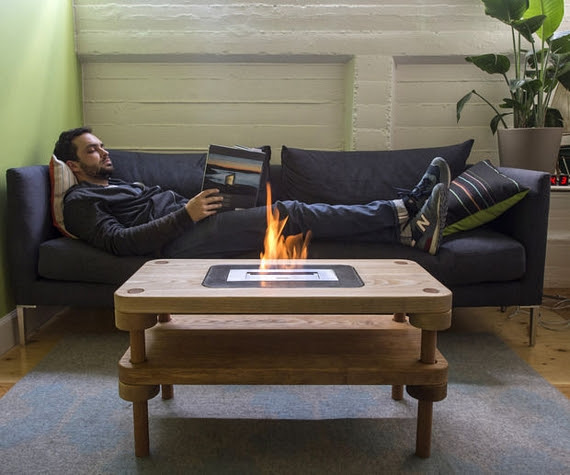 DIY Fireplace Coffee Table Keeps Your Living Room Toasty