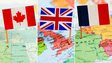 Flags of Canada, Britain and France